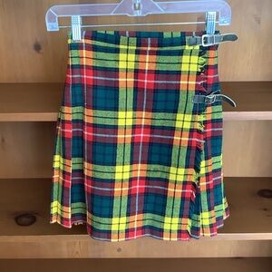 Vintage Laird Portch of Scotland Tartan Wrap Mini Skirt 100% Wool Size 6